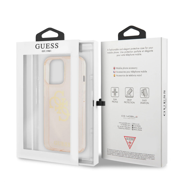 Maska za iPhone 13 Pro 61 in zlatna Guess Hc Tpu Glitter Big 4G - 203561