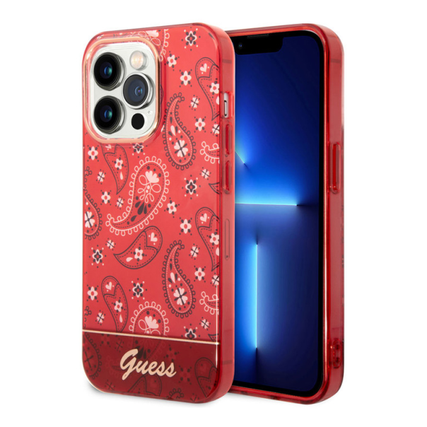 Maska za iPhone 14 Pro 6.1 Guess Hc IML Electro Cam Raisley crvena (GUHCP14LHGBNHR) - 205351