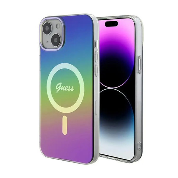 Maska za iPhone 15 6.1 Guess Hc IML Magsafe Iridescent crna (GUHMP15SHITSK) - 210433