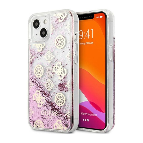 Maska za iPhone 13 6.1 Guess Hc Liquid Glitter Peony roze (GUHCP13MLGPEPI) - 201074