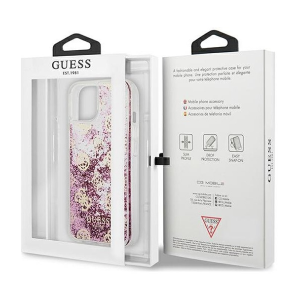 Maska za iPhone 13 6.1 Guess Hc Liquid Glitter Peony roze (GUHCP13MLGPEPI) - 201074