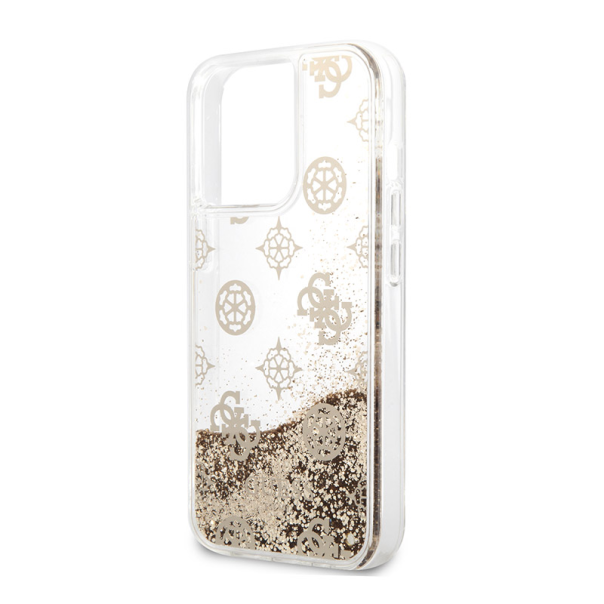 Maska za iPhone 13 Pro 6.1 Guess Hc Liquid Glitter Peony zlatna (GUHCP13LLGPEGO) - 201077