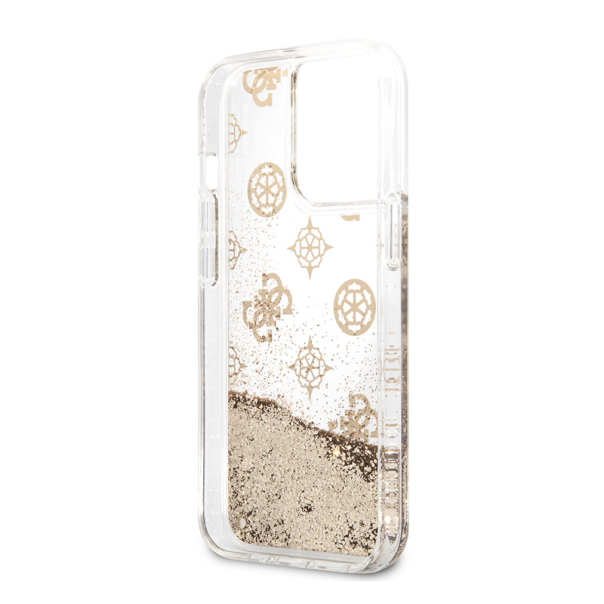 Maska za iPhone 13 Pro 6.1 Guess Hc Liquid Glitter Peony zlatna (GUHCP13LLGPEGO) - 201077
