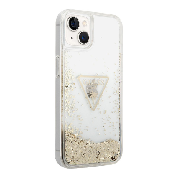 Maska za iPhone 14 6.1 transparent (GUHCP14SLFCTPT) Guess Hc Liquid Glitter Triangle - 205352