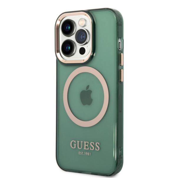 Maska za iphone 14 Pro 6.1 Guess Hc Magsafe Outline Translucent zlatna (GUHMP14LHTCMA) - 205372