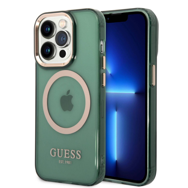 Maska za iphone 14 Pro 6.1 Guess Hc Magsafe Outline Translucent zlatna (GUHMP14LHTCMA) - 205372