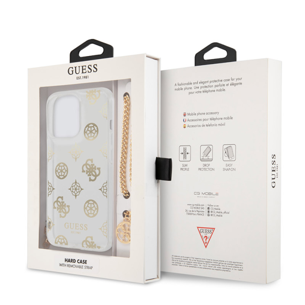 Maska za iPhone 13 Pro 6.1 Guess Hc Pc Chain Handle Peony zlatna (GUHCP13LKSPEGO) - 201080