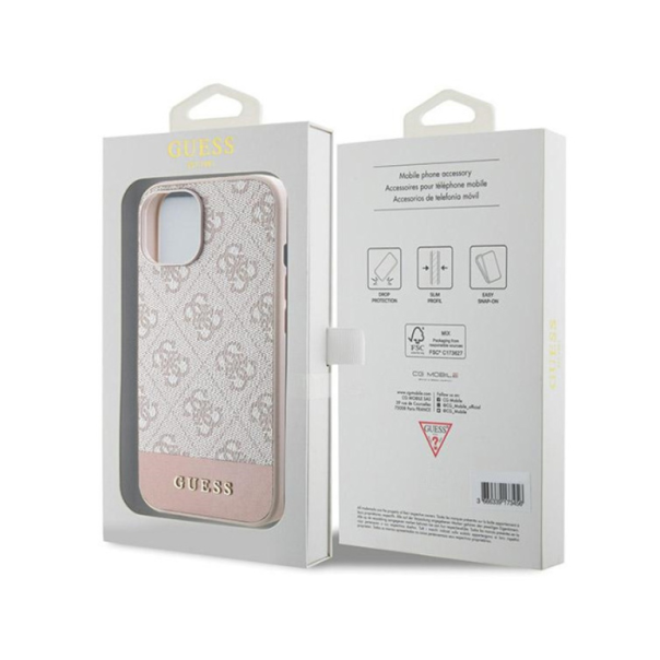 Torbica Guess Hc PC/TPU 4G Bottom Stripe za iPhone 15 6.1 roze (GUHCP15SG4GLPI) - 211145