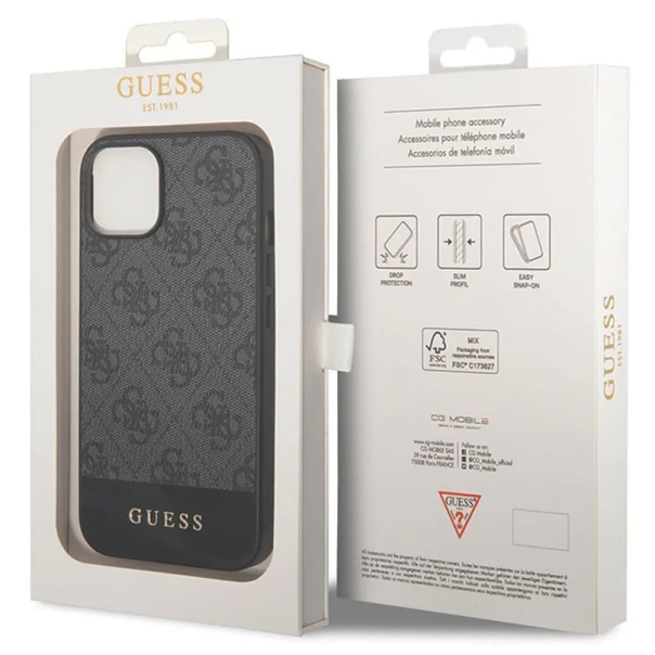 Maska za iPhone 15 6.1 Guess Hc PC/TPU 4G Pu Bottom Stripe siva (GUHCP15SG4GLGR) - 210452