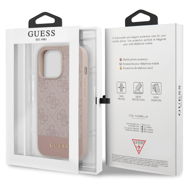 Maska za iPhone 15 Pro 6.1 Guess Hc PC/TPU 4G Pu Bottom Stripe roze (GUHCP15LG4GLPI) - 210454
