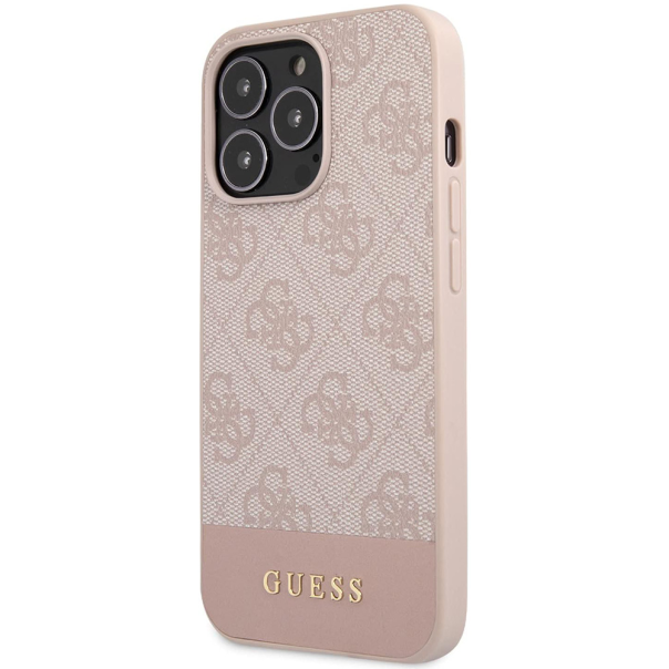 Maska za iPhone 15 Pro 6.1 Guess Hc PC/TPU 4G Pu Bottom Stripe roze (GUHCP15LG4GLPI) - 210454