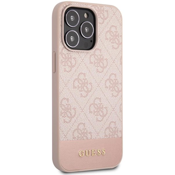 Maska za iPhone 15 Pro 6.1 Guess Hc PC/TPU 4G Pu Bottom Stripe roze (GUHCP15LG4GLPI) - 210454