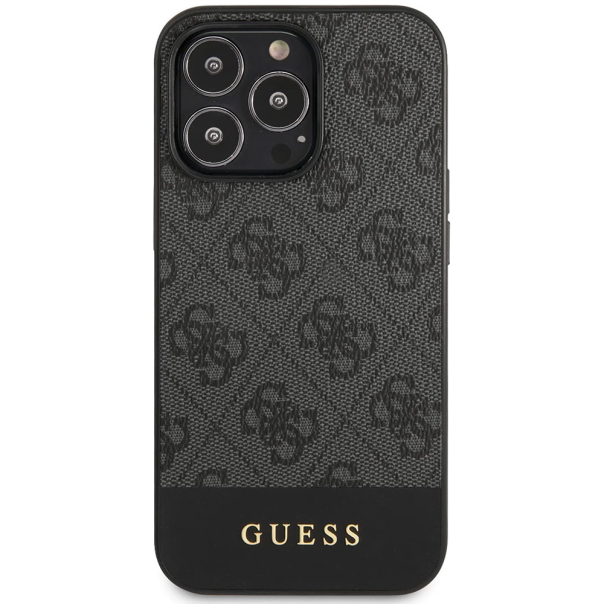 Maska za iPhone 15 Pro 6.1 Guess Hc PC/TPU 4G Pu Bottom Stripe siva (GUHCP15LG4GLGR) - 210453