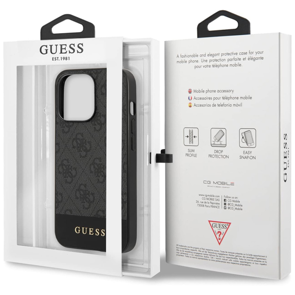 Maska za iPhone 15 Pro 6.1 Guess Hc PC/TPU 4G Pu Bottom Stripe siva (GUHCP15LG4GLGR) - 210453