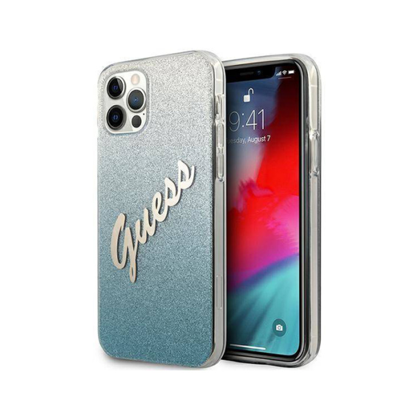 Maska za iPhone 12/12 Pro 6.1 Guess Hc PC/TPU Script Glitter Gradient plava (GUHCP12MPCUGLSBL) - 205387