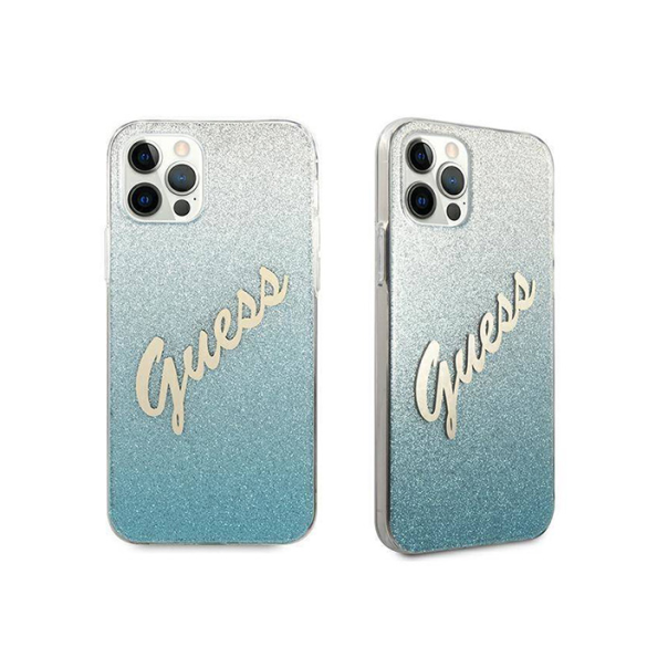 Maska za iPhone 12/12 Pro 6.1 Guess Hc PC/TPU Script Glitter Gradient plava (GUHCP12MPCUGLSBL) - 205387