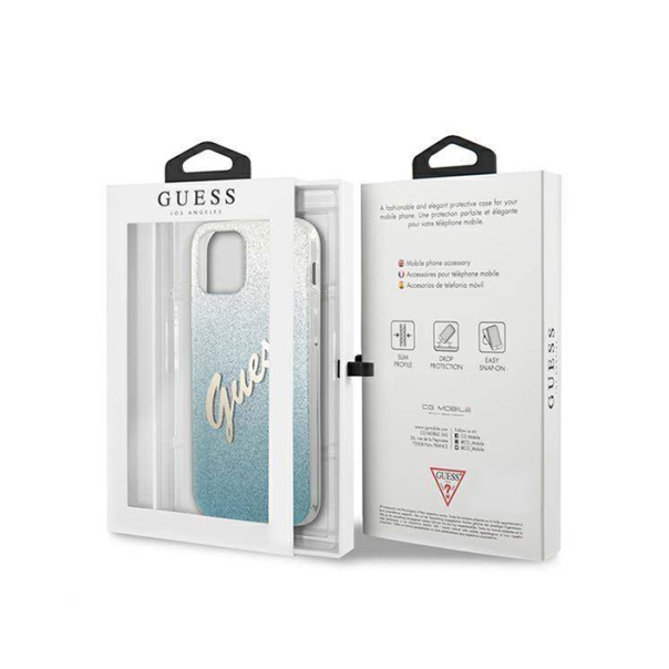 Maska za iPhone 12/12 Pro 6.1 Guess Hc PC/TPU Script Glitter Gradient plava (GUHCP12MPCUGLSBL) - 205387