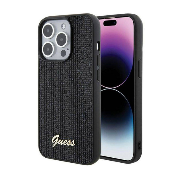 Maska za iPhone 15 Pro 6.1 (GUHCP15LPMSDGSK) Guess Hc PU Disco Script Metal - GUHCP15LPMSDGSK