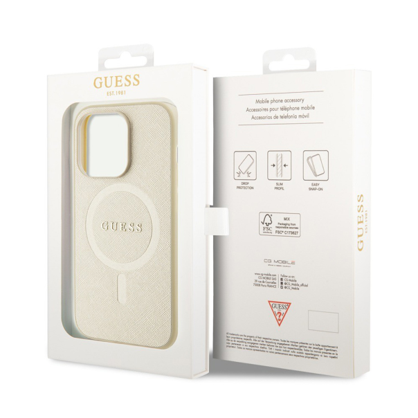 Maska za iPhone 15 Pro 6.1 bez (GUHMP15LPSAHMCB) Guess Hc PU Saffiano Magsafe - 210436