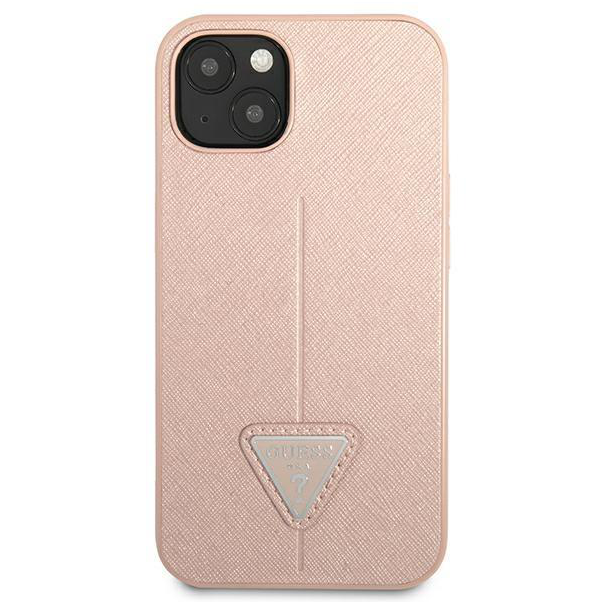 Maska za iPhone 14 6.1 Guess Hc Saffiano PU Triangle pink (GUHCP14SPSATLP) - 205364