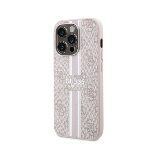 Torbica Guess Magsafe 4G Pu Printed Stripes za iPhone 15 Pro 6.1 roze (GUHMP15LP4RPSP) - 211144