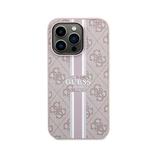 Torbica Guess Magsafe 4G Pu Printed Stripes za iPhone 15 Pro 6.1 roze (GUHMP15LP4RPSP) - 211144