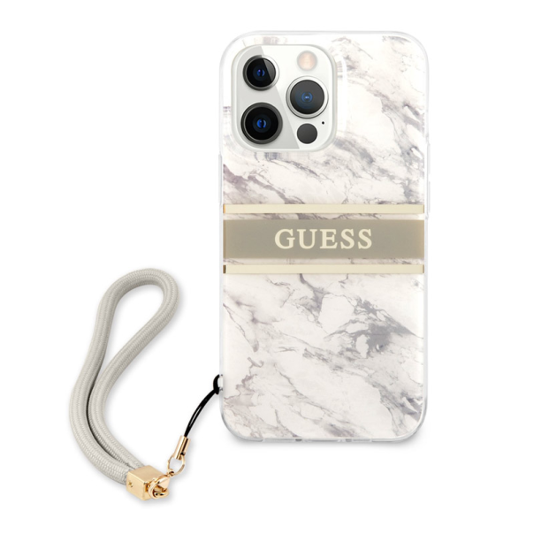 Maska za iPhone 13 Pro siva Guess Marble Strap - 203583