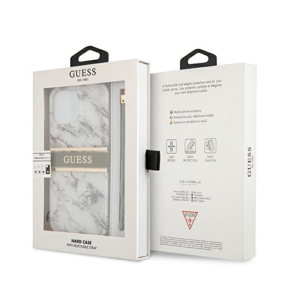 Maska za iPhone 13 Pro siva Guess Marble Strap - 203583