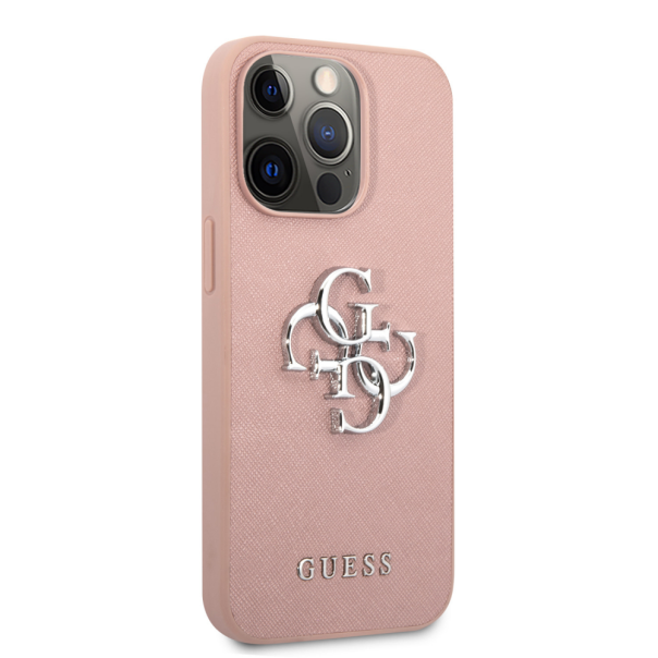 Maska za iPhone 13 Pro metal pink Guess Saffiano Big 4G - 203577