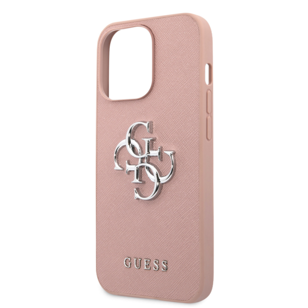 Maska za iPhone 13 Pro metal pink Guess Saffiano Big 4G - 203577