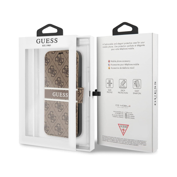 Maska za iPhone 13 Pro 6.1 braon (GUBKP13L4GDBR) Guess Stripe Bk Pu - 205680