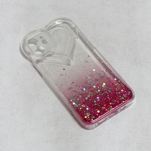 Maska za iPhone 12 6.1 Heart Glitter pink - 97551