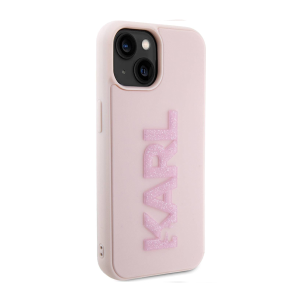 Torbica Karl Lagerfeld 3D Rubber Glitter Logo za iPhone 15 6.1 roze (KLHCP15S3DMBKCP) - 211137
