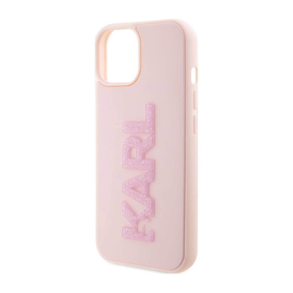 Torbica Karl Lagerfeld 3D Rubber Glitter Logo za iPhone 15 6.1 roze (KLHCP15S3DMBKCP) - 211137