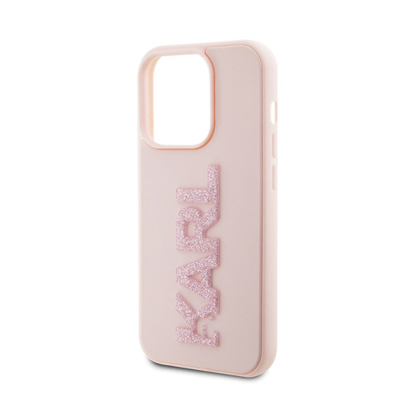 Torbica Karl Lagerfeld 3D Rubber Glitter Logo za iPhone 15 Pro 6.1 roze (KLHCP15L3DMBKCP) - 211138