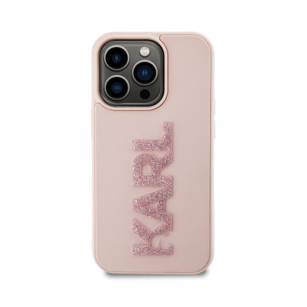 Torbica Karl Lagerfeld 3D Rubber Glitter Logo za iPhone 15 Pro 6.1 roze (KLHCP15L3DMBKCP) - 211138