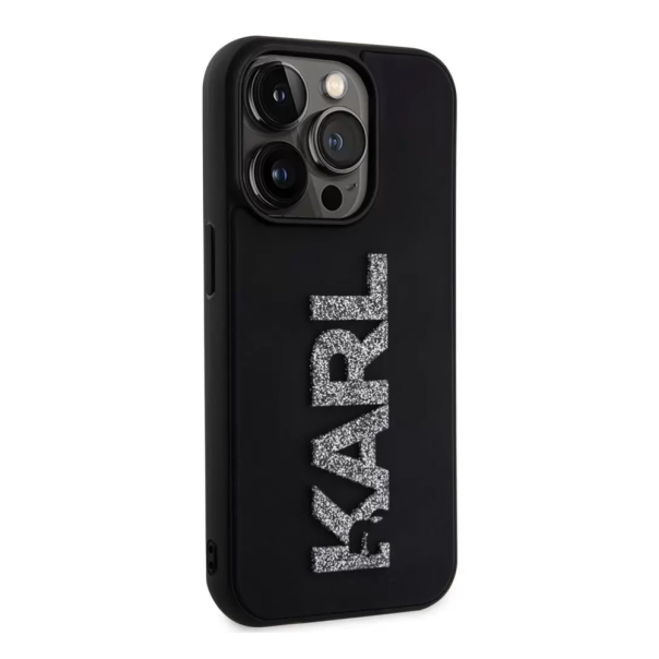 Torbica Karl Lagerfeld 3D Rubber Glitter Logo za iPhone 15 Pro Max 6.7 crna (KLHCP15X3DMBKCK) - 211140
