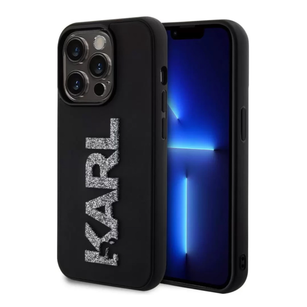 Torbica Karl Lagerfeld 3D Rubber Glitter Logo za iPhone 15 Pro Max 6.7 crna (KLHCP15X3DMBKCK) - 211140