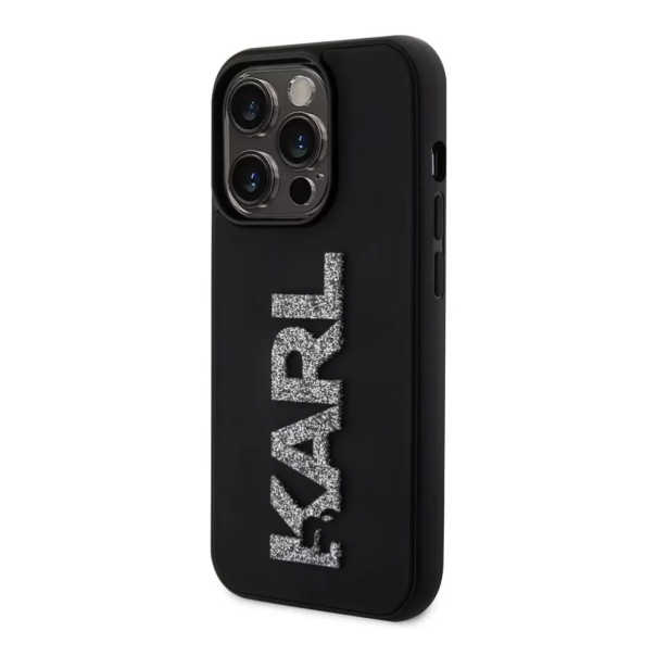 Torbica Karl Lagerfeld 3D Rubber Glitter Logo za iPhone 15 Pro Max 6.7 crna (KLHCP15X3DMBKCK) - 211140