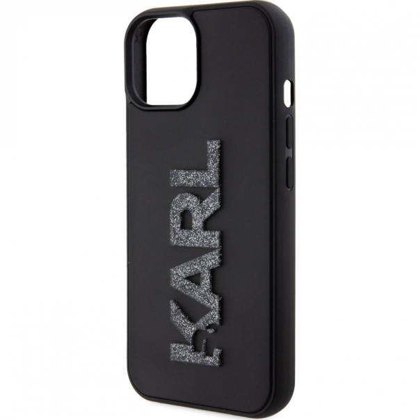 Maska za iPhone 15 6.1 Karl Lagerfeld Hc 3D Logo Glitter crna (KLHCP15S3DMBKCK) - 210405