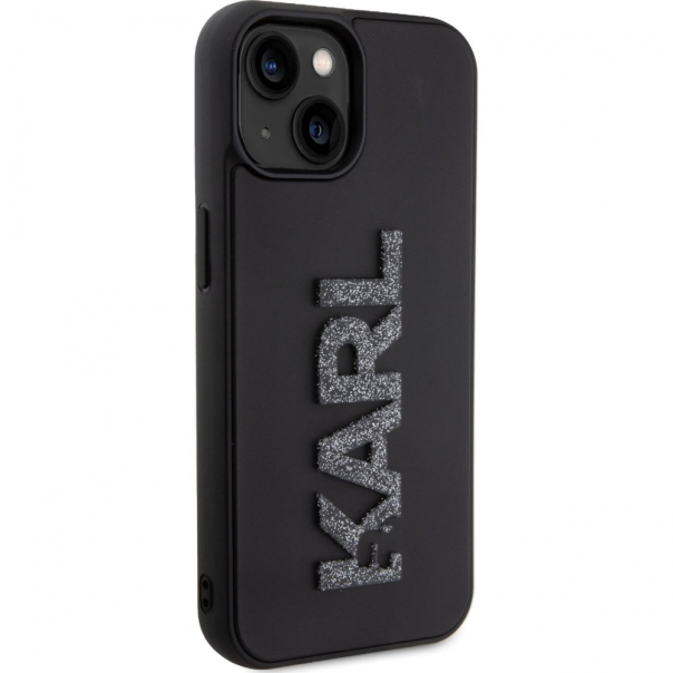 Maska za iPhone 15 6.1 Karl Lagerfeld Hc 3D Logo Glitter crna (KLHCP15S3DMBKCK) - 210405