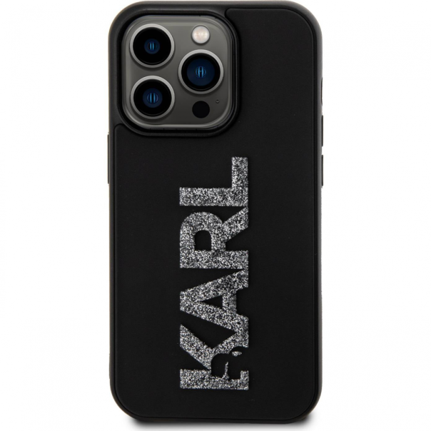 Maska za iPhone 15 Pro 6.1 Karl Lagerfeld Hc 3D Logo Glitter crna (KLHCP15L3DMBKCK) - 210406