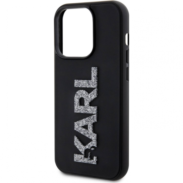 Maska za iPhone 15 Pro 6.1 Karl Lagerfeld Hc 3D Logo Glitter crna (KLHCP15L3DMBKCK) - 210406