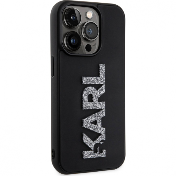 Maska za iPhone 15 Pro 6.1 Karl Lagerfeld Hc 3D Logo Glitter crna (KLHCP15L3DMBKCK) - 210406