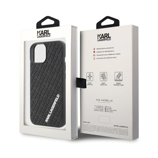 Maska za iPhone 15 6.1 Karl Lagerfeld Hc 3D Multi Logo crna (KLHCP15S3DMKRLK) - 210402