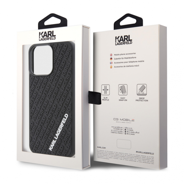 Maska za iPhone 15 Pro 6.1 Karl Lagerfeld Hc 3D Multi Logo crna (KLHCP15L3DMKRLK) - 210403