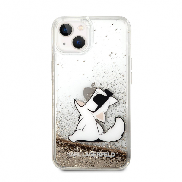 Maska za iPhone 14 6.1 Karl Lagerfeld Hc Liquid Glitter Choupette zlatna (KLHCP14SGCFD) - 205307