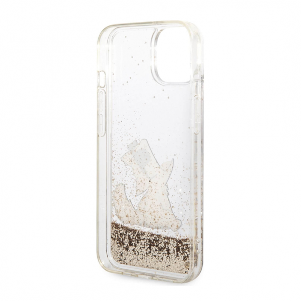Maska za iPhone 14 6.1 Karl Lagerfeld Hc Liquid Glitter Choupette zlatna (KLHCP14SGCFD) - 205307