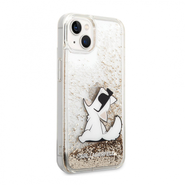 Maska za iPhone 14 6.1 Karl Lagerfeld Hc Liquid Glitter Choupette zlatna (KLHCP14SGCFD) - 205307