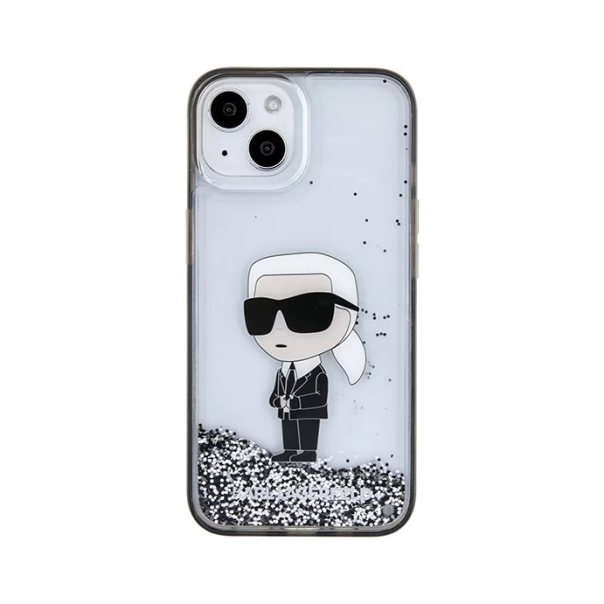 Maska za iPhone 15 6.1 transparent (KLHCP15SLKKNSK) Karl Lagerfeld Hc Liquid Glitter Ikonik - 210413